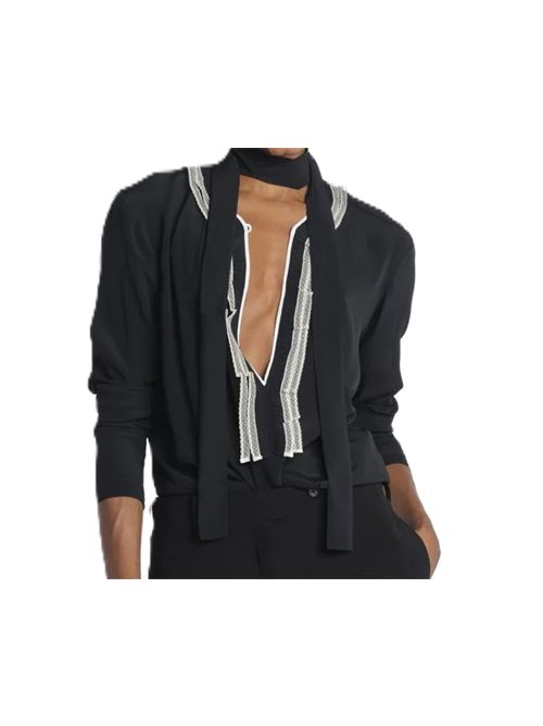 Blusa N°21 nero con chiusura con fiocco N.21 | G09151119000 NERO